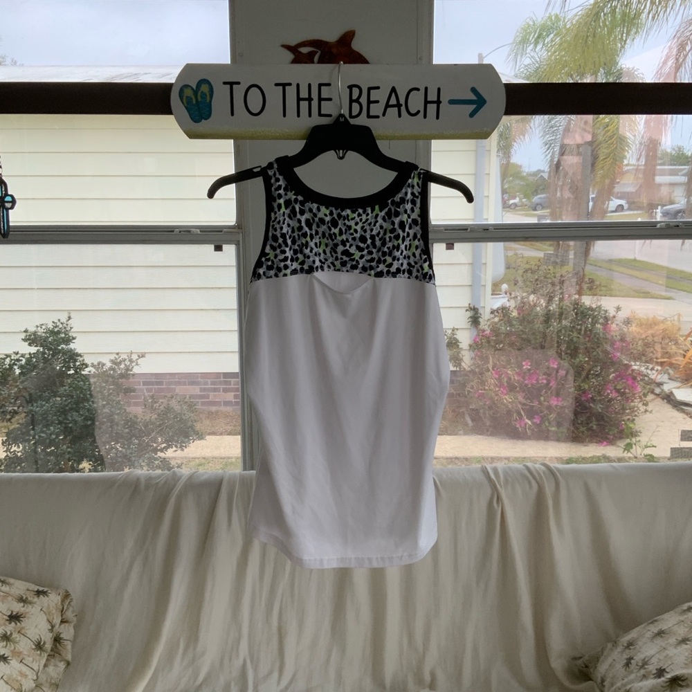 Leopard Print White Tank Top
